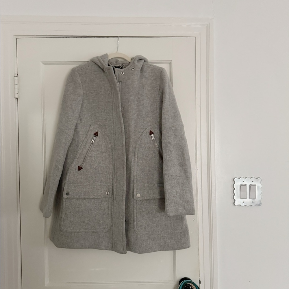 J. Crew Gray Wool Coat with Hood: Stadium Cloth by Nelli Gori